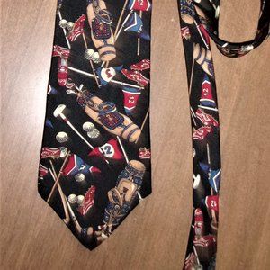 golf golfing Mens 100% silk  black  pattern  spring summer tie